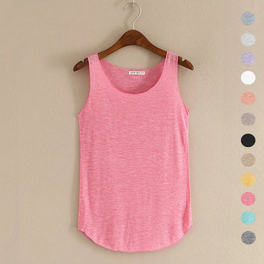 Spring Summer New Fitness Tank Tops Women Sleeveless Round Neck Loose T Shirt Ladies Vest Singlets Slim T-shirts Woman Clothes