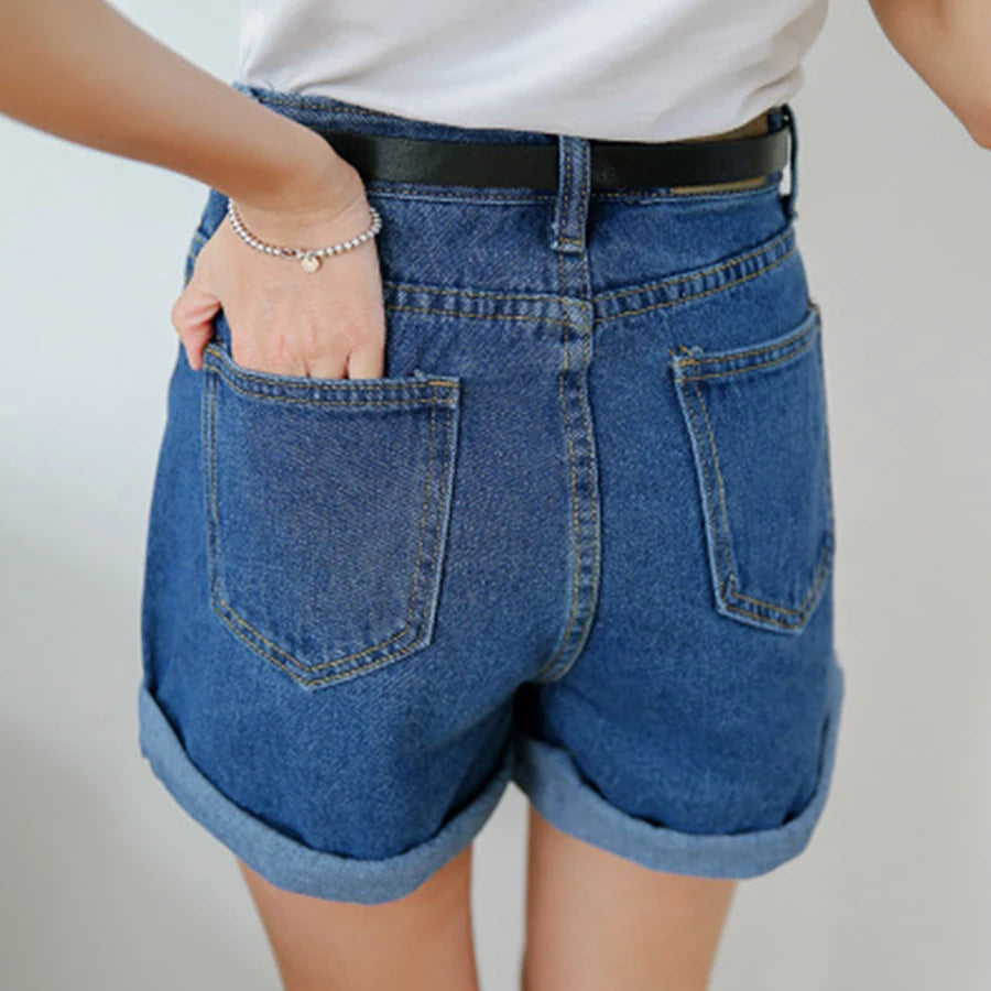 2024 Denim Shorts for Women, Harajuku Summer Clothing, High Waist Jeans, Slim Short Pants, Female Cuffs, Casual Gift, 2XL