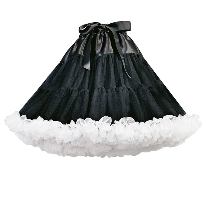 HOT Petticoats Lolita Cosplay Bridal Crinoline Lady Girls Underskirt for Party White Black Ballet Dance Skirt Tutu