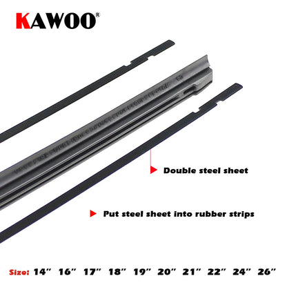 KAWOO Car Vehicle Insert Rubber Strip Wiper Blade (Refill) 8mm Soft 14" 16" 17" 18" 19" 20" 21" 22" 24" 26" 28" 1pcs Accessories