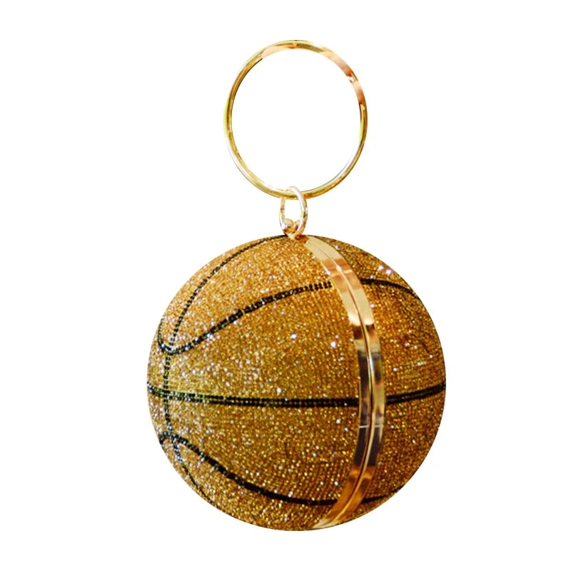 Women Glitter Basketball Prom Handbag Ladies Wedding Party Evening Clutch Banquet Purse Shoulder Bag