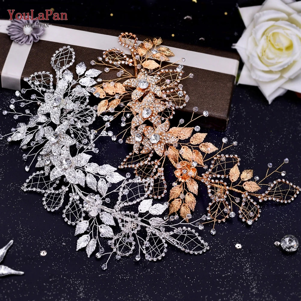 YouLaPan HP282 Flower Girl Wedding Hair Accessories Pageant Crown and Tiara Jewelled Headband Diamond Headpiece for Women