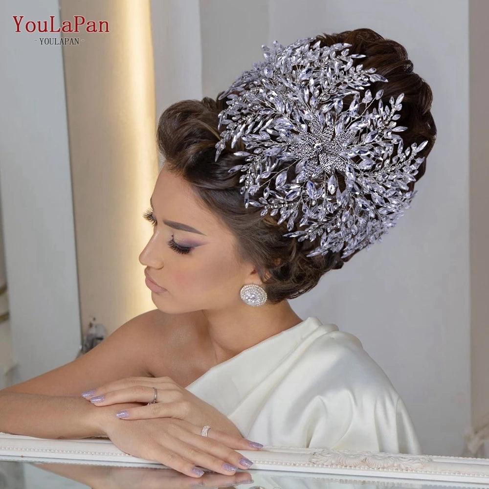 YouLaPan HP420 Wedding Accessories Bridal Headpieces Luxurious Banquet Jewelry Headdresses Bride Tiara and Crown Flower Headband