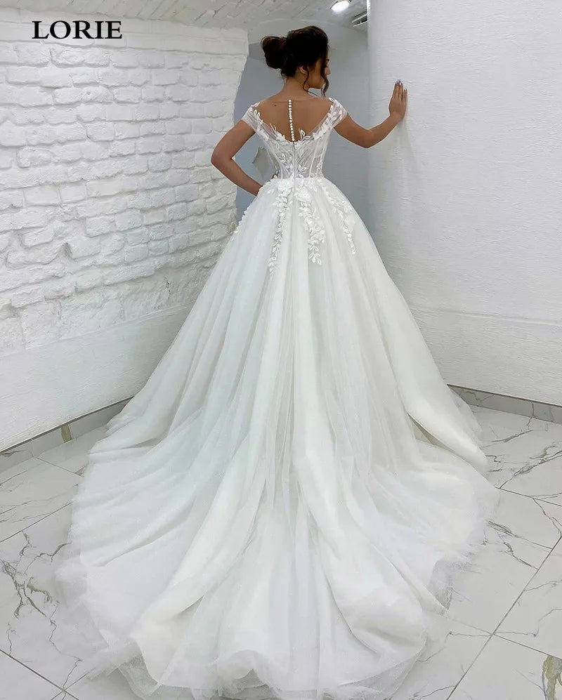 LORIE Princess Wedding Dress off The Shoulder 3D Lace Appliques Boho Bride Dresses Vestido De Novia Custom Made Ball Gowns 2022