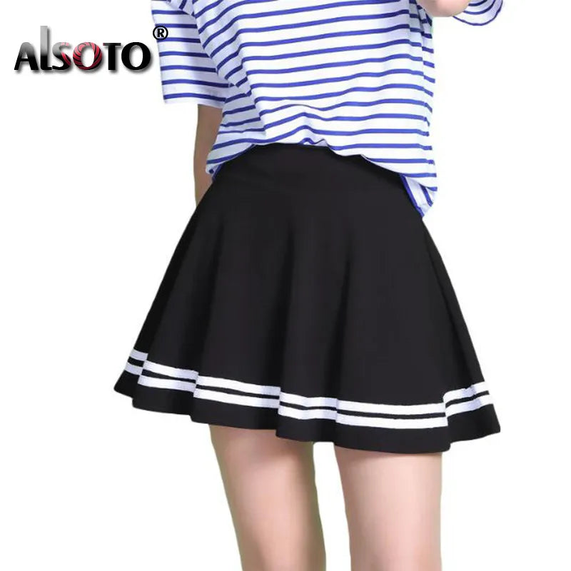 ALSOTO Summer Style Sexy Skirt for Girl Korean Skirts Womens Faldas Anti emptied saia lady Skater pleated mini Skirt tutu