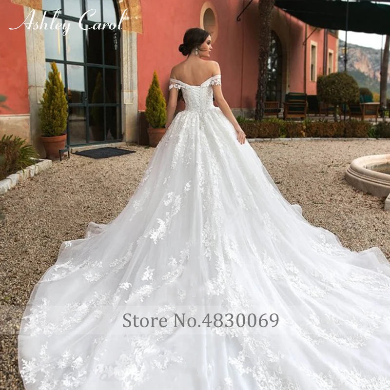 Ashley Carol Luxury Wedding Dresses For Women 2023 Beaded Sweetheart Princess Appliques Lace Up Wedding Gown Vestidos De Novia