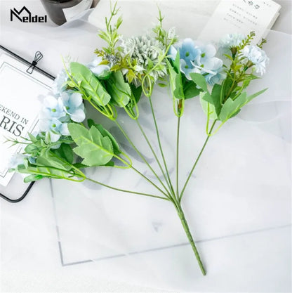 Meldel Artificial Peony Flowers Silk Bouquet for Wedding Decoration Small Fake Rose Flowers Home Decor DIY Faux Rose Peony Flore