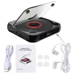 Portable CD Player with FM Radio, Bluetooth 5.1, Dustproof Cover, LED Display