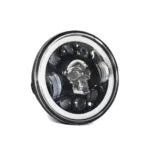 Skull Pattern Motorcycle LED Headlight, High/Low Beam, Turn Signal, DRL, Colorful Angle Eye – Single Unit