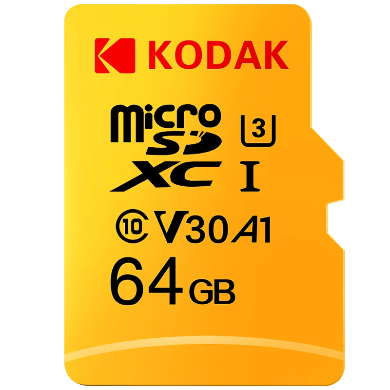 Kodak Micro Carte SD Carte Mémoire Classe 10 64GB U3 4K Haute Vitesse Cartao De Memoria Mémoire Flash TF Mecard C10