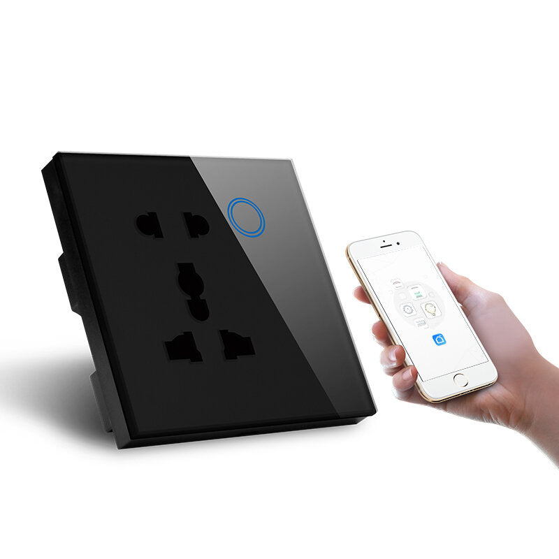 Makegood UK WIFI Double Plug Wall Socket with Touch Glass Panel