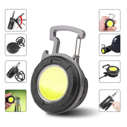 Mini lampe de poche porte-clés COB portable, lampes de travail LED, budgétaire, ouvre-bouteille aste de type C, lumière de camping en plein air