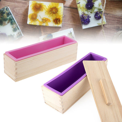 Silicone Mold and Wooden Box for Soap and Cake Making