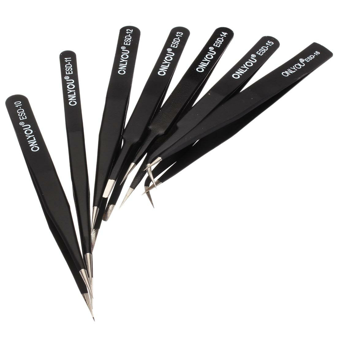 ONLYOU® Anti-Static Stainless Steel Precision Tweezers Set – 7 Pieces