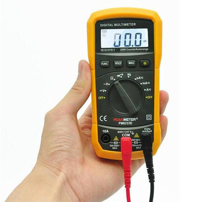 PEAKMETER MS8233D: Compact Digital Multimeter for Voltage, Current, Resistance, and Frequency Testing