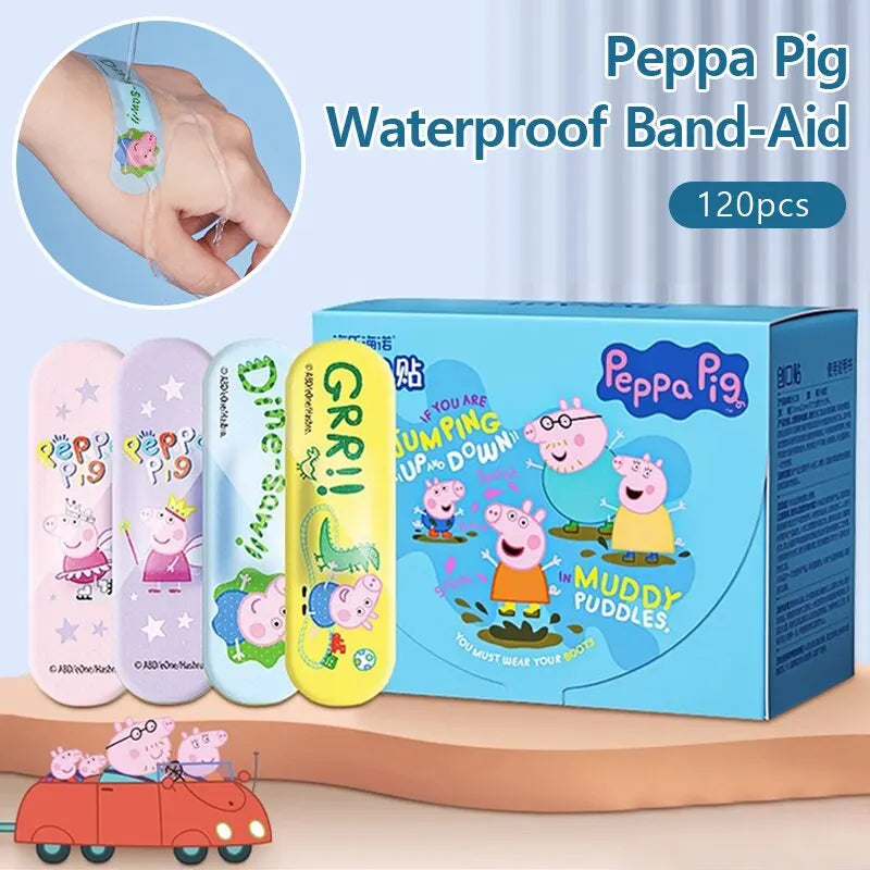 Pansements médicaux étanches pour enfants, crêpe adhésif, crêpe confortable, respectueux de la peau, Hais Hainuo Peppa Pig, 120 pièces par lot