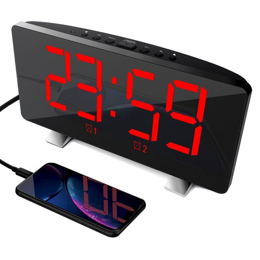 Large LED Display Double Alarm Clock – Electronic Timepiece