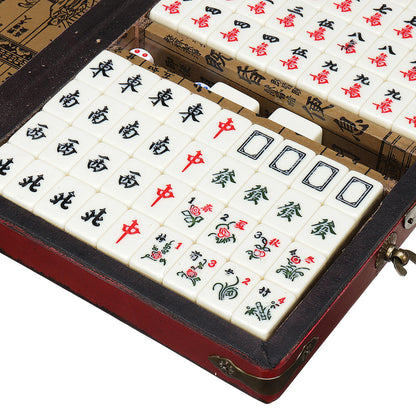 Retro Portable Mahjong Set – 144 Chinese Tiles for Fun Party Games