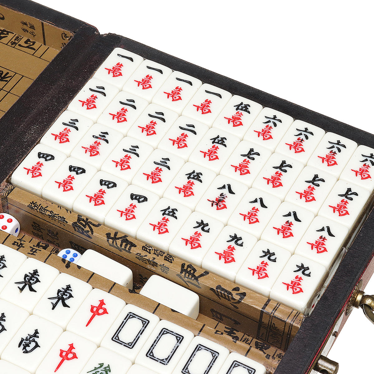 Retro Portable Mahjong Set – 144 Chinese Tiles for Fun Party Games