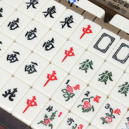 Retro Portable Mahjong Set – 144 Chinese Tiles for Fun Party Games