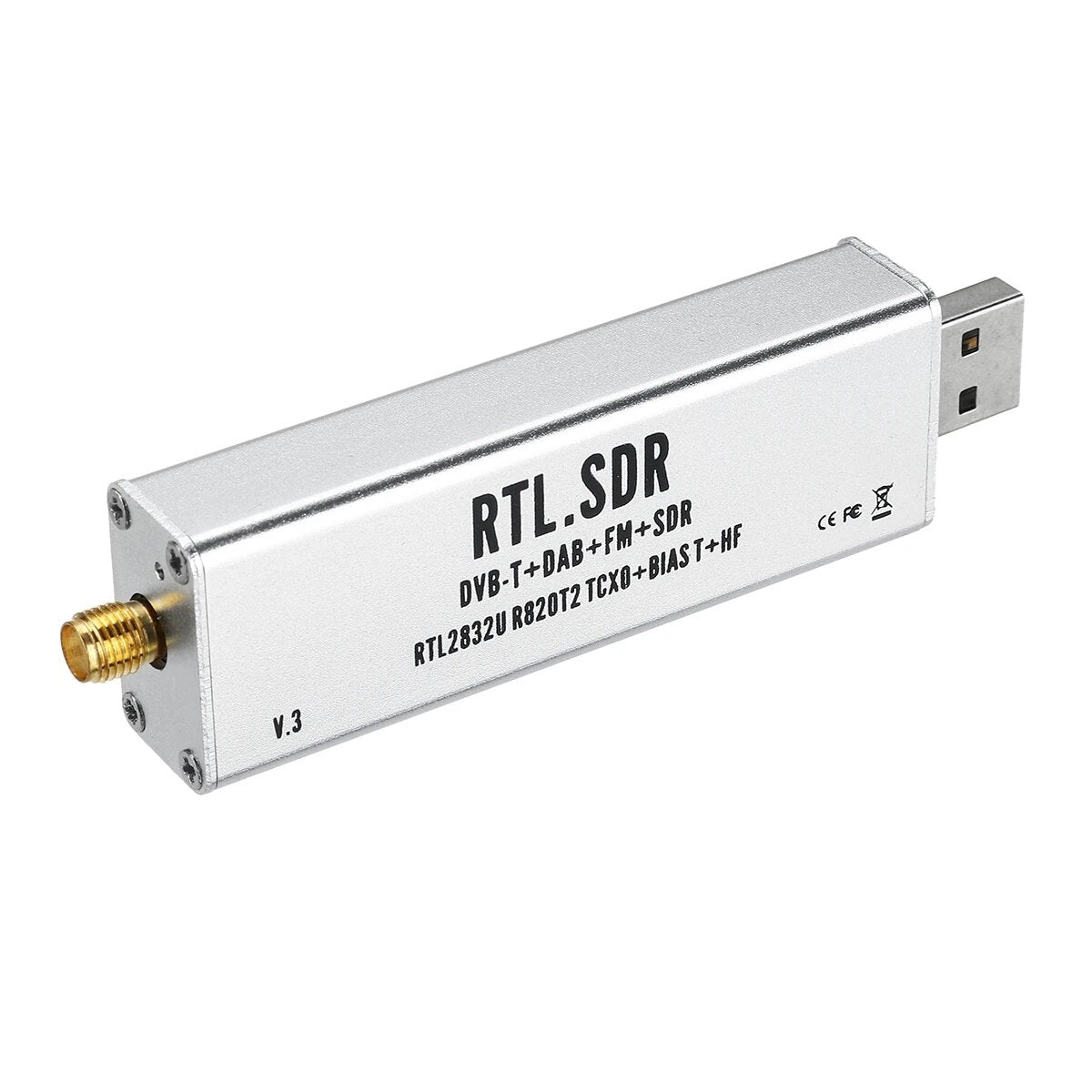 RTL-SDR Blog: V3 R820T2 RTL2832U 1PPM TCXO SMA Software Defined Radio with Multipurpose Antenna