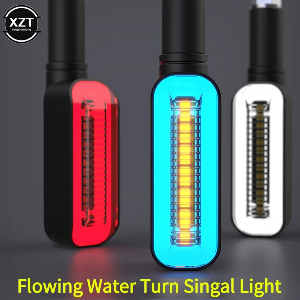 2Pcs Turn Signal LED Light Motorcycle Stop Signal DRL Flowing Water Flashing 2 in 1 Blinker Tail Accessory Lamps