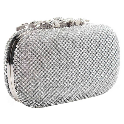 3X Unique Clasp Silver Diamante Crystal Diamond Evening Bag Clutch Purse Party Bridal Prom