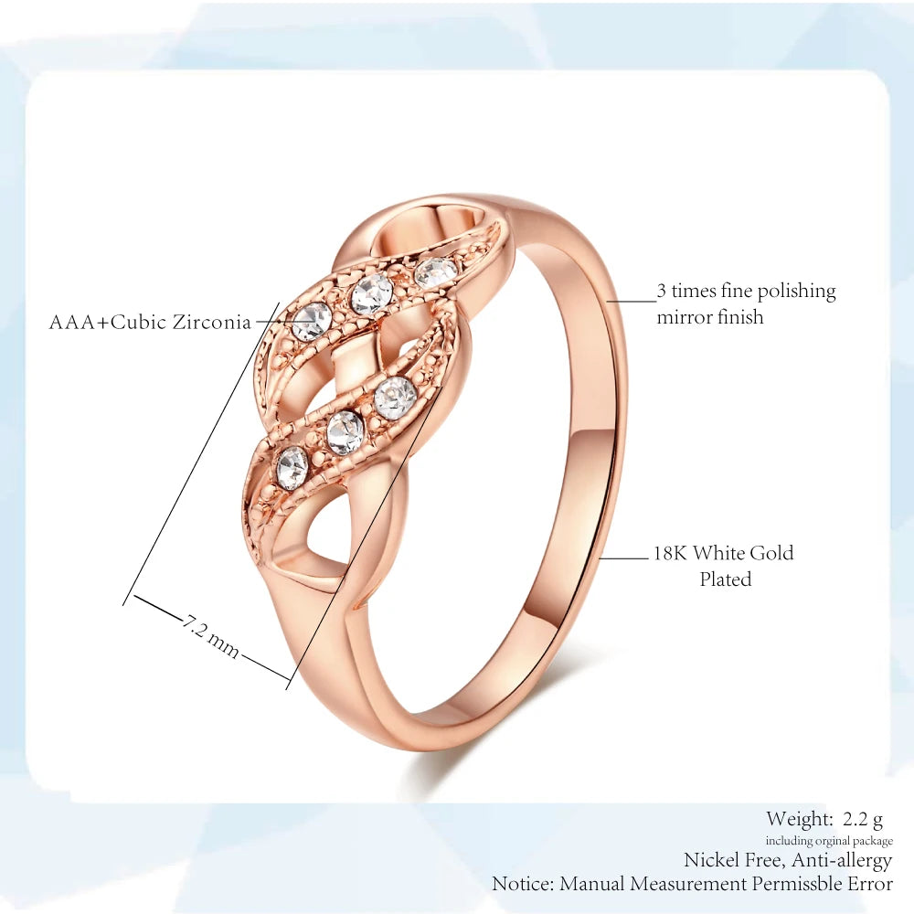 ZHOUYANG Ring For Women Simple Style Wave Shape Austrian Crystals Rose Gold Color & Silver Color Fashion Jewelry ZYR334 ZYR226