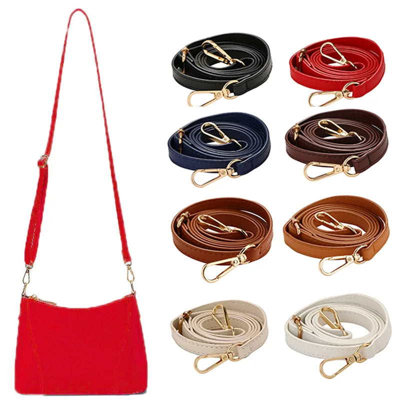 125cm Long Bag Strap PU Leather Shoulder Bag Strap 1.2cm Wide Accessories For Handbags Fashion PU Bag Strap For Crossbody Belts