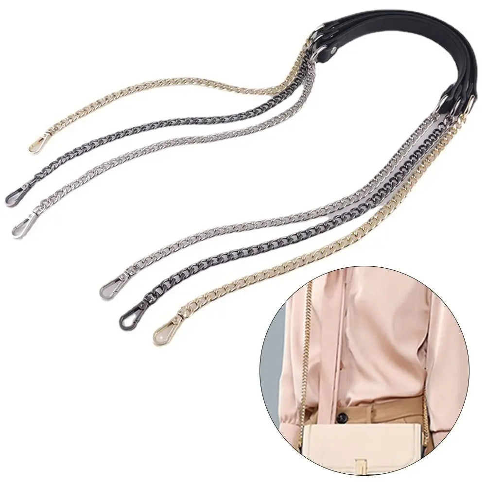 120cm Metal PU Leather Straps for Handbag Purse Chain Belt Bag Replacement Handles Shoulder Straps DIY Accessories