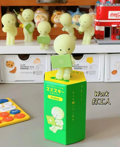 Smiski Work Series Blind Mystery Box Noctilucent Green Doll Action Figures Cartoon Desktop Decoration Model Doll Toy