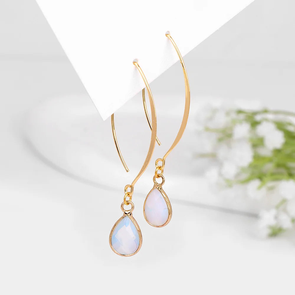 Fashion Teardrop Drop Earrings for Women Crystal Waterdrop Dangle Long Ear Hook Earring Simple Trendy Jewelry Female Temperament