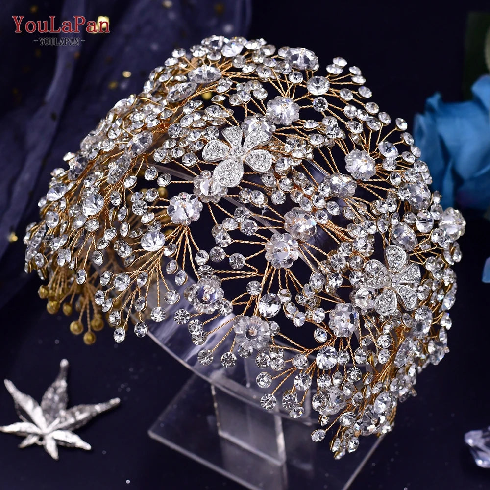 YouLaPan HP240 Luxury Bridal Crown Wedding Hair Accessories Bridal Tiara and Headdress Rhinestone Headband for Women Headpiece