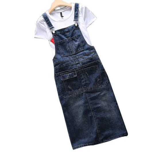 2023 Spring Summer Denim Women's Dress  Loose Spaghetti Strap Dress Large size Jeans Vintage Casual Female Dress Overalls S-5XL