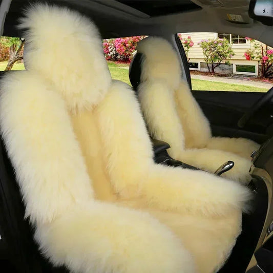 Winter Fur Capes For Cars Universal Fur Car Seat Covers Full Set For Cold Season Car Accessories Interior Woman Front Seat