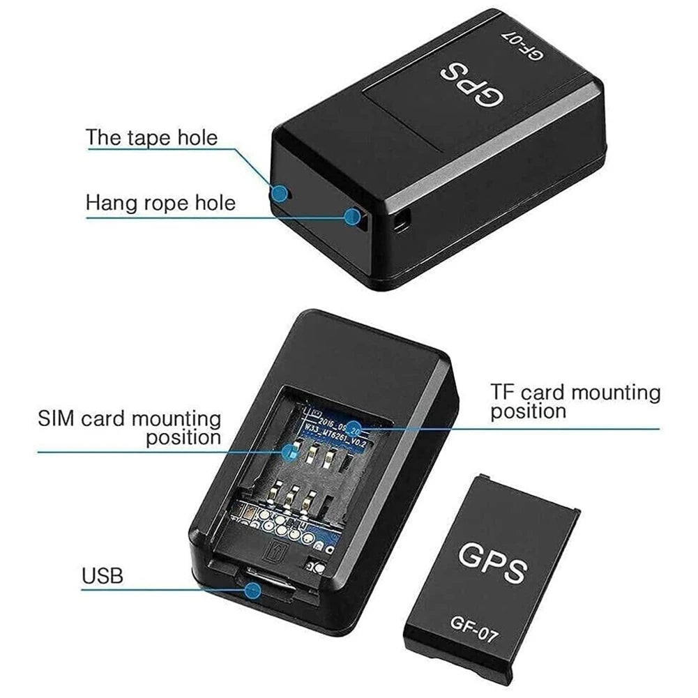 Mini GF-07 GPS Car Tracker Real Time Tracking Anti-Theft Anti-lost Key Pet Locator Strong Magnetic Mount SIM Message Positioner