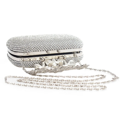 3X Unique Clasp Silver Diamante Crystal Diamond Evening Bag Clutch Purse Party Bridal Prom