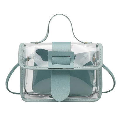 Spring Summer Fashion Women's Transparent Square Sling Bag Cool PVC Shoulder Bag Messenger Bag Mobile Sweet Lady Bag