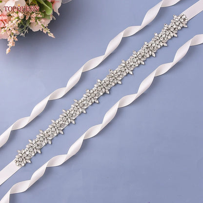 TOPQUEEN S269 Women's Crystal Rhinestone Sashes Bridesmaid Evening Party Belt Wedding Dresses Accessories Waistband Bridal Belts