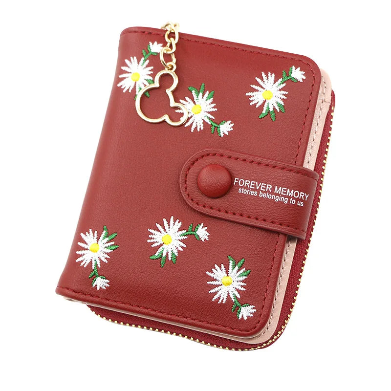 Women Wallets Small Embroidery Leather Purse Women Ladies Card Bag For Women 2021 Clutch Women Female Purse Money Clip Wallet