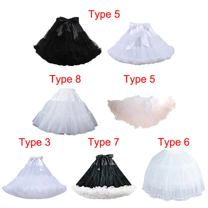 Women Lolita Cosplay Petticoat A-Line Puffy Tutu Skirt Layered Tulle Ballet Dance Pettiskirts Big Bowknot Underskirt