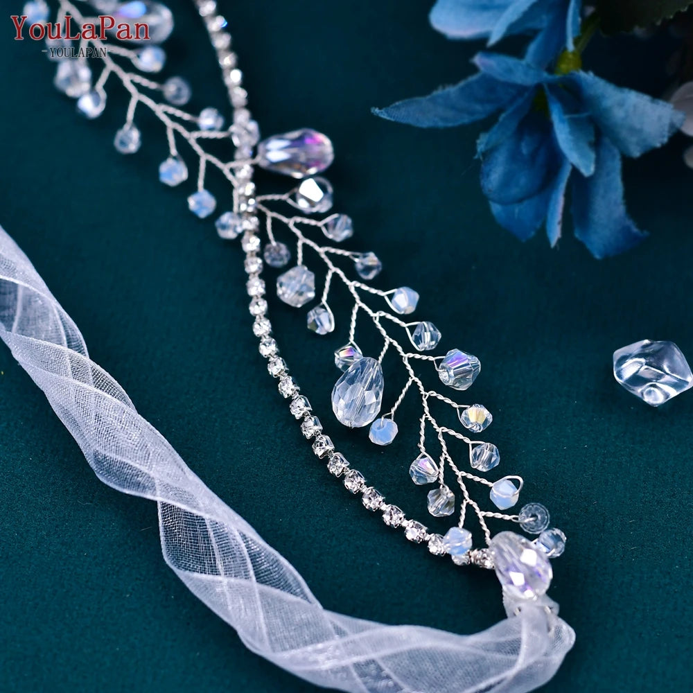 YouLaPan SH93 Clear Crystal Bridal Belts Thin Bridal Belt Rhinestone Bridal Belt Accessories Belt for Dress Wedding Accessories