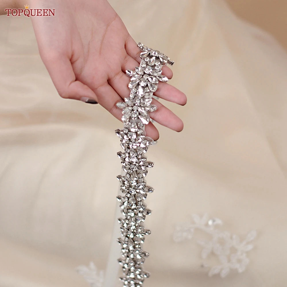 TOPQUEEN S269 Women's Crystal Rhinestone Sashes Bridesmaid Evening Party Belt Wedding Dresses Accessories Waistband Bridal Belts