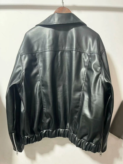 New women's sweet cool bow retro black leather jacket to show off your sexy figure