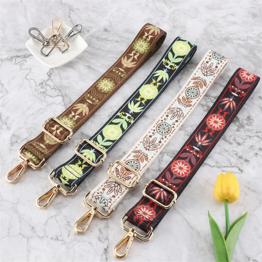 Sling Bag Strap Fashion New Ethnic Style Accessory Widening Thickening Colourful Pattern Jacquard Woven Bag Nylon Shoulder Strap