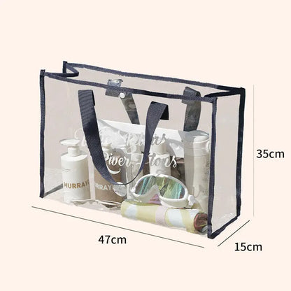 Fashion Women Clear Tote Pvc Laser Waterproof Transparent Handbags Female Large Shopper Shoulder Bag Summer Beach Portable Pouch