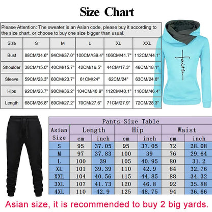 Woman Tracksuit Two Piece Set Winter Warm Hoodies+Pants Pullovers Sweatshirts Female Jogging Woman Clothing Sports Suit Outfits