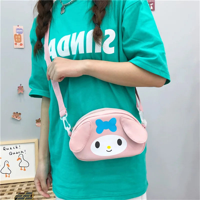 Sanrio Crossbod Bag Kuromi My Melody Simple Hobos Chest For Students Cinnamoroll Children Shoulder Bags Travel Backpack Girl