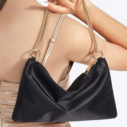 Women Satin Evening Handbag Solid Color Elegant Wedding Prom Clutch Purse Formal Cocktail Party Shoulder Bag with Chain Strap