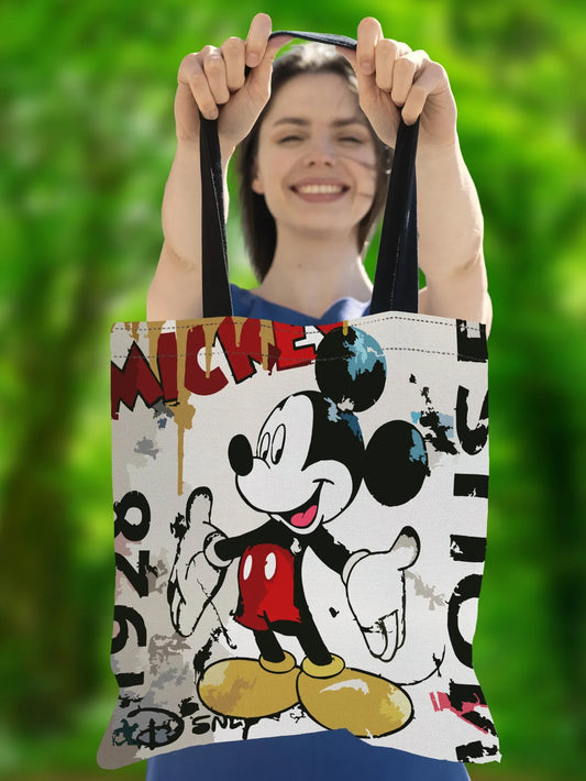 Mickey Mouse Cartoon Print Shoulder Bags Disney Harajuku Minnie Daisy Anime Canvas High Capacity Handbag Children Birthday Gifts